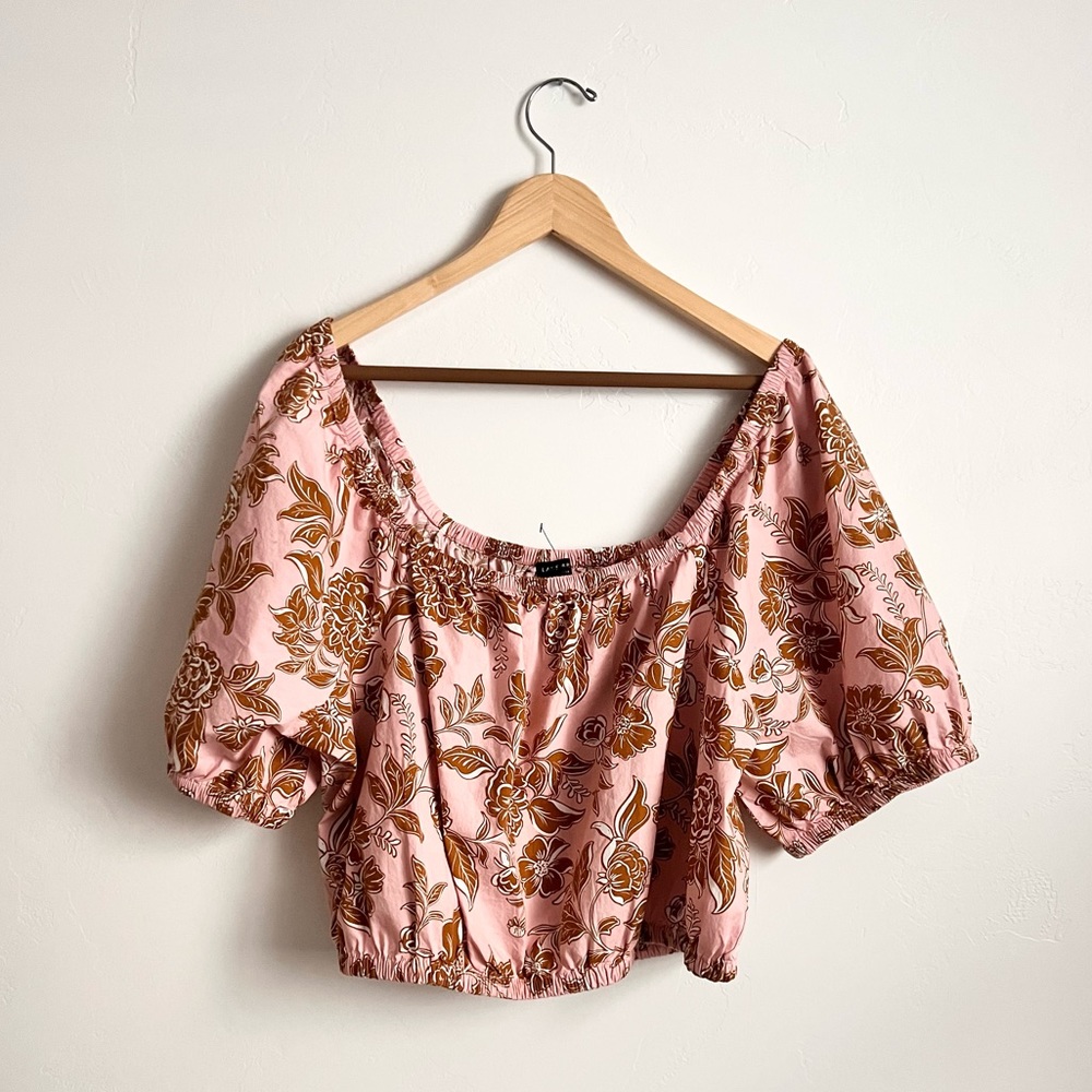 NWOT Lane Bryant Classic Crop Square Neck Puff Sleeve Top 22/24